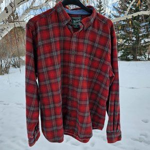 Woolrich Red Plaid Casual Flannel Button Down Shirt Men's Size XL